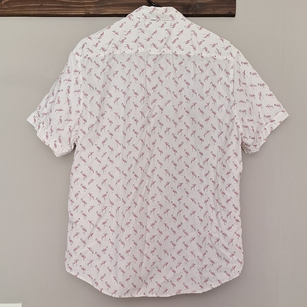 White Shirt with Pink Flamingo Pattern - Picture 3 of 3
